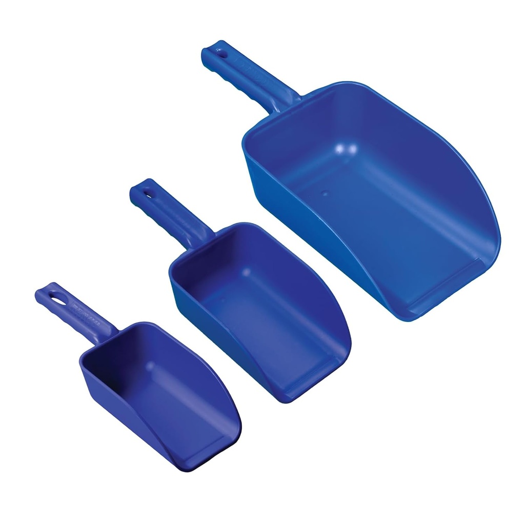 Remco - A Vikan Company 3 pk Color-Coded Plastic Hand Scoop - BPA-Free, Food-Safe Scooper, Commercial-Grade Utensils, Restaurant and Food Service Supplies, 16, 32, 82 Ounce Sizes, Blue