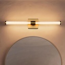 Tubicen Gold Bathroom Light Fixtures Over Mirror 360° Beam Lighting 12W Dimmable Modern Sleek Gold LED Vanity Light 25in Linear Vertical Wall Sconce LED Mirror Light Acrylic Shade