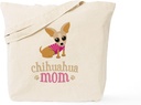 CafePress Chihuahua Mom Tote Bag Reusable Natural Beige Canvas Shopping Bag