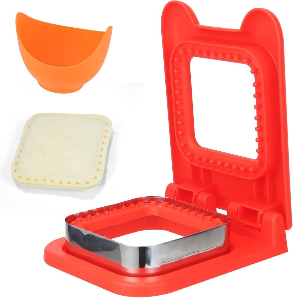 Uncrustables Sandwich Maker, Sandwich Cutters For Kids Lunch, Crustless Sandwich Cutter And Sealer, School Lunch Boxes and Bento Boxes Boys Girls, Round（Pink）