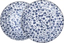 Ceramic Plates Set of 2 – 8-Inch Porcelain Dinner Plates for Kitchen, Microwave, Oven & Dishwasher Safe, 4 Unique Patterns