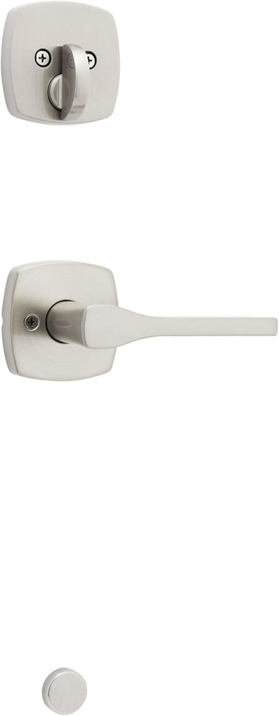 Kwikset 971TPLMDT-15 Single Cylinder Interior Tripoli Lever with Midtown Rose Trim Satin Nickel Finish