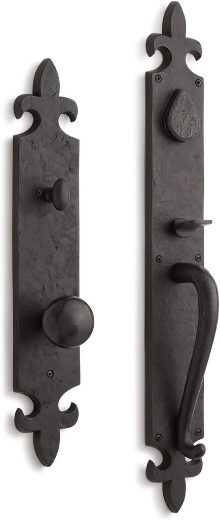 Signature Hardware 441324 Cousteau Solid Bronze Full Plate Keyed Entry Single Cylinder Door Handleset with Interior Knob and 2-3/4" Backset