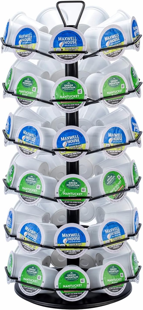 ZCDCP K cup Holder Carousel 6 Tier keurig pod holder Metal Coffee Pods Storage Organizer Stand Compatible with 54 K Cup Pods