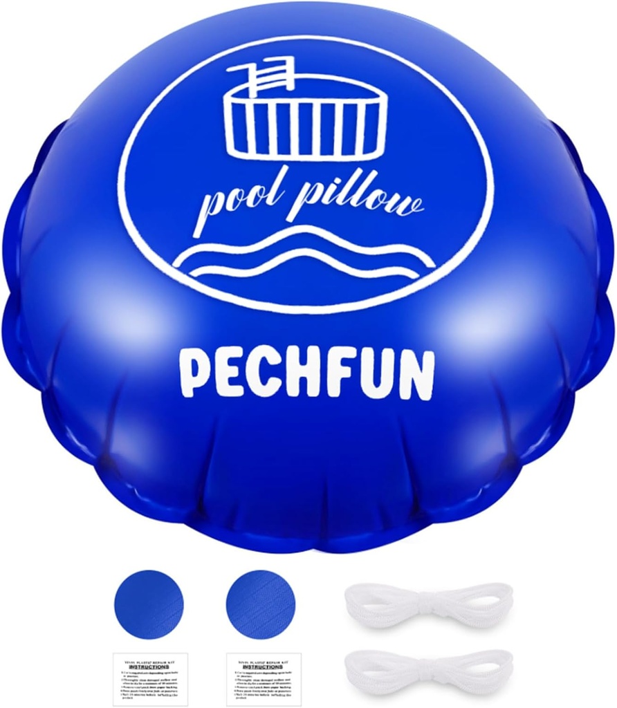 Pool Pillows for Above Ground Pools - 4 x 4 ft Pool Air Pillow for Winterizing Closing, Swimming Pools Winter Protection for Cold-Resistant, Inflatable Cover Pillow with 2 Ropes