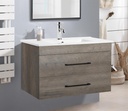 Henf 24 Inch Bathroom Vanity with Sink,Grey Wall-Mounted Bathroom Vanity with 2 Drawers,Soft-Close System,Floating Bathroom Vanity with Ceramic Sink Combo,Single Bath Storage Vanity Sink