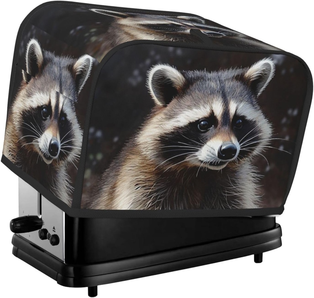 2 Slice Toaster Cover with Pocket Universal Size Toasters Dusts Covers Raccoon Bread Machine Cover & Protection Bread Machine Protector Small Kitchen Appliance Covers