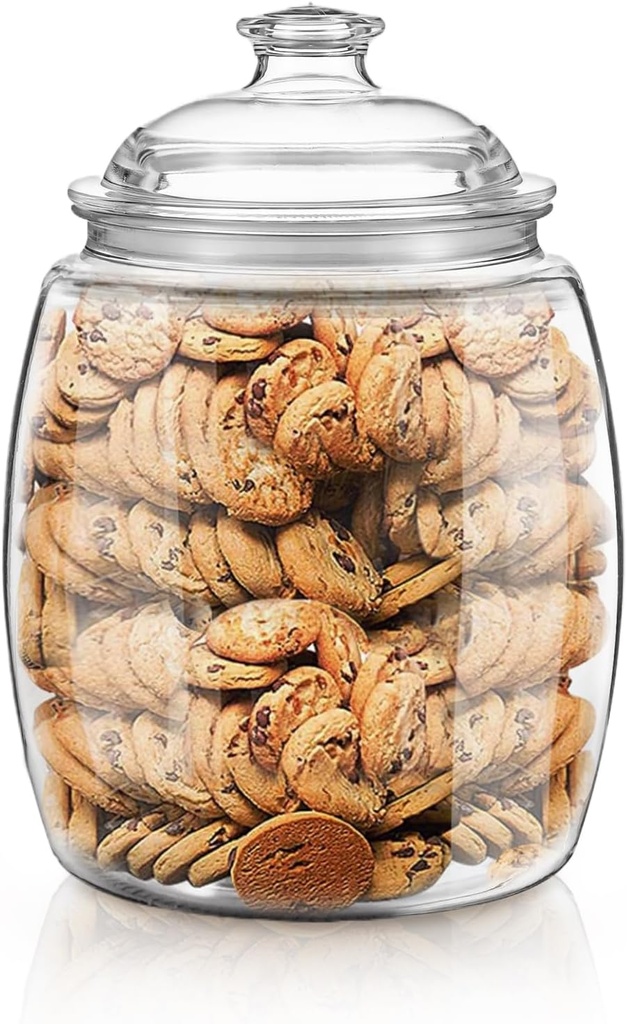 Large Cookie Jars with Lids Airtight, Clear Cookie Jar for Kitchen Counter Decorative - 135oz Acrylic Candy Jar with Silicone Seal, 6.49'' x 9.44''