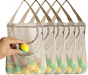 5 Pack Hanging Mesh Onion Bags: Reusable Net Storage Produce Bags (Double Open Pocket, Beige)
