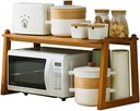 2-Tier Heavy Duty Eco-Friendly Bamboo Microwave Oven Rack Toaster Shelf Tabletop Japanese Style Tand Kitchen Counter Top Shelf Organizer (Size : 60 * 35 * 40cm)