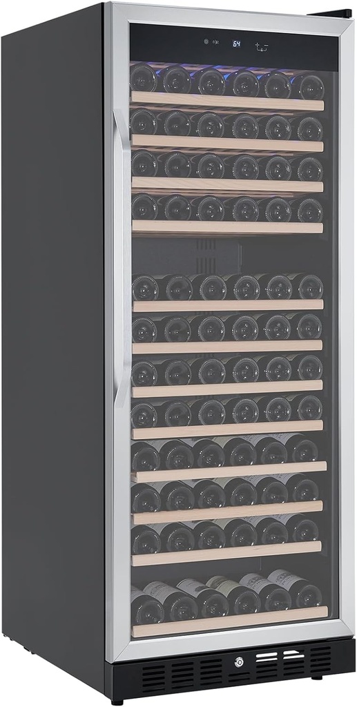 155 Bottles Compressor Wine Cooler Refrigerator, 41℉-64℉ Freestanding Wine Cellar, Large Size Capacity, Single Glass Door, Digital LED Touch Control, For Red, White, Champagne or Sparkling Wine
