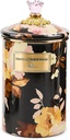 MACKENZIE-CHILDS Enamel Canister, Kitchen Storage Container with Lid, Large, Wild Rose Brown
