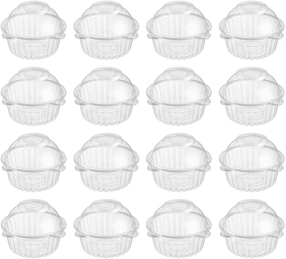 Zerodeko 50pcs Portable Cupcake Carrier Cake Container for Birthday Parties and Outdoor Events No Odor Easy to Clean Safe Material for Storing Desserts and Cakes