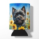 Caroline's Treasures Cairn Terrier in Sunflowers Can or Bottle Hugger Cooler Washable Drink Sleeve Collapsible Beverage Insulated Holder, Can Hugger, Multicolor
