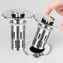 New Upgrade Bathroom Sink Drain Strainer, Pop-up Odor and Insect Proof Bathroom Sink Stopper Replacement, Sink Drain Strainer with Removable Stainless Steel Strainer Basket Hair Catcher(2PCS)