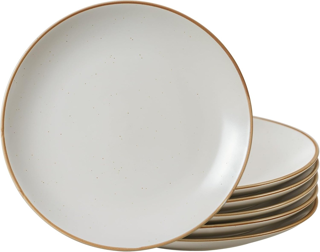 Ceramic Dinner Round Plates 6-Piece 10.28" Dinnerware Set, Large Round Plates, Serving Dishes, Chip and Scratch Resistant, Microwave Oven Dishwasher Safe, Vanilla White, Christmas Housewarming Gift