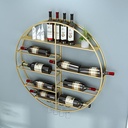 Round Wall Mounted Wine Rack Glass Goblet Holder, Stave Hanging Metal Wine Bottle Storage Shelf Bar Wine Cellar Kitchen Counter Floating Display Shelves, Gold (Size : 70x11x70cm)