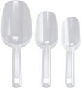 Clear Plastic Ice Scoops 3 Pcs, Thickened for Freezer, Food Safe, Small Medium Large Sizes, for Ice Bucket