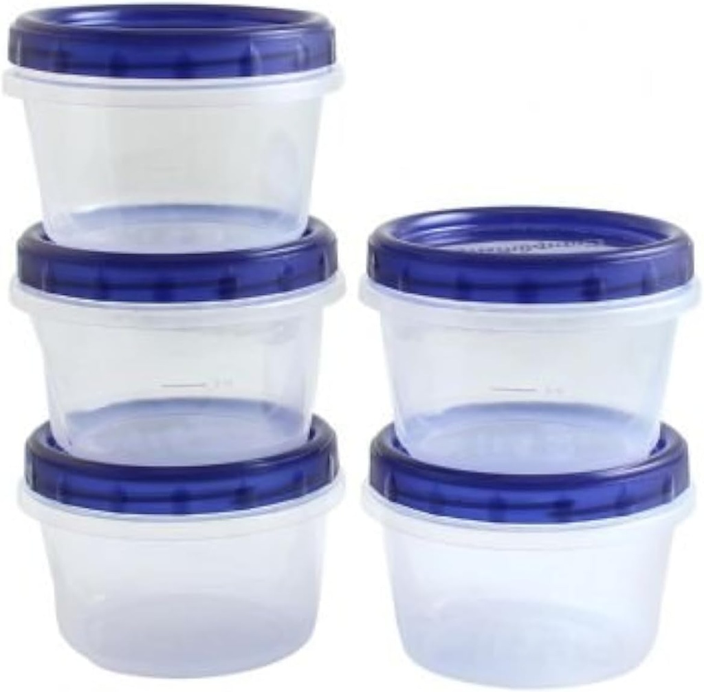 PH [16Oz - Blue - 5 Pk] Twist Top Food Storage Containers Leak-Proof, Airtight Soup Storage Canisters with Screw & Seal Lids BPA-Free, Stackable, Reusable Kitchen Essentials 16-Ounce