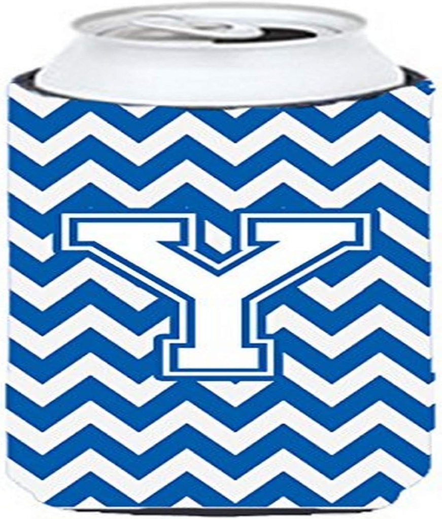 Caroline's Treasures CJ1045-YTBC Letter Y Chevron Blue and White Tall Boy Hugger Can Cooler Sleeve Hugger Machine Washable Drink Sleeve Hugger Collapsible Insulator Beverage Insulated Holder