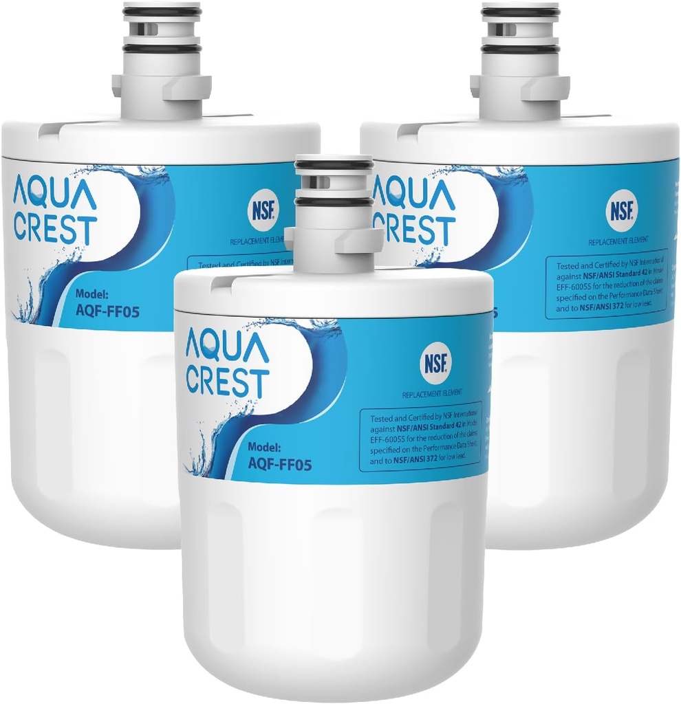 AQUA CREST 5231JA2002A Refrigerator Water Filter, Replacement for LG® LT500P®, GEN11042FR-08, ADQ72910911, ADQ72910901, ADQ72910907, Kenmore 9890, LFX25974ST, LMX25964ST, 3 Filters