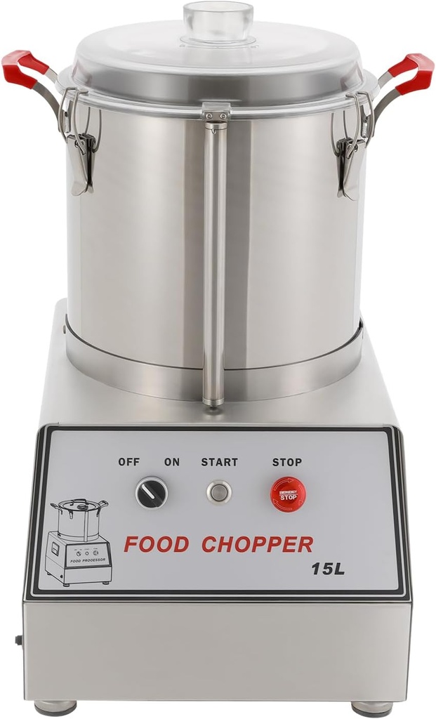 Bacocoo 110V Commercial Food Processor, 15L Capacity 1400W Electric Food Cutter, 1400RPM Stainless Steel Food Processor Perfect for Vegetables Fruits Grains Peanut Ginger Garlic.