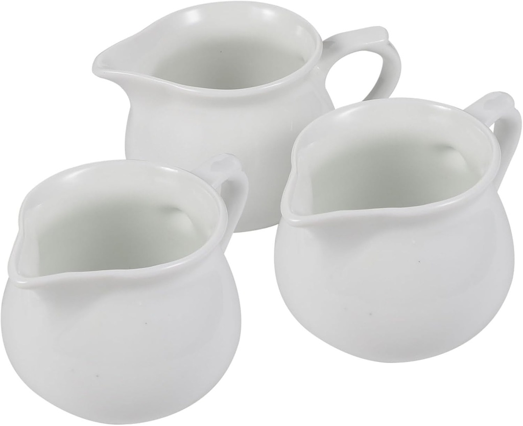 3pc Coffee Frothing Cups with Unique Spout and Comfort Grip Handle Professional Milk Creamer Pitchers for Latte Art Housewarming and Coffee Bar Use
