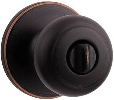 Kwikset Cove Interior Privacy Door Knob with Lock, Door Handle For Bathroom and Bedroom, Venetian Bronze Keyless Turn Lock Doorknob