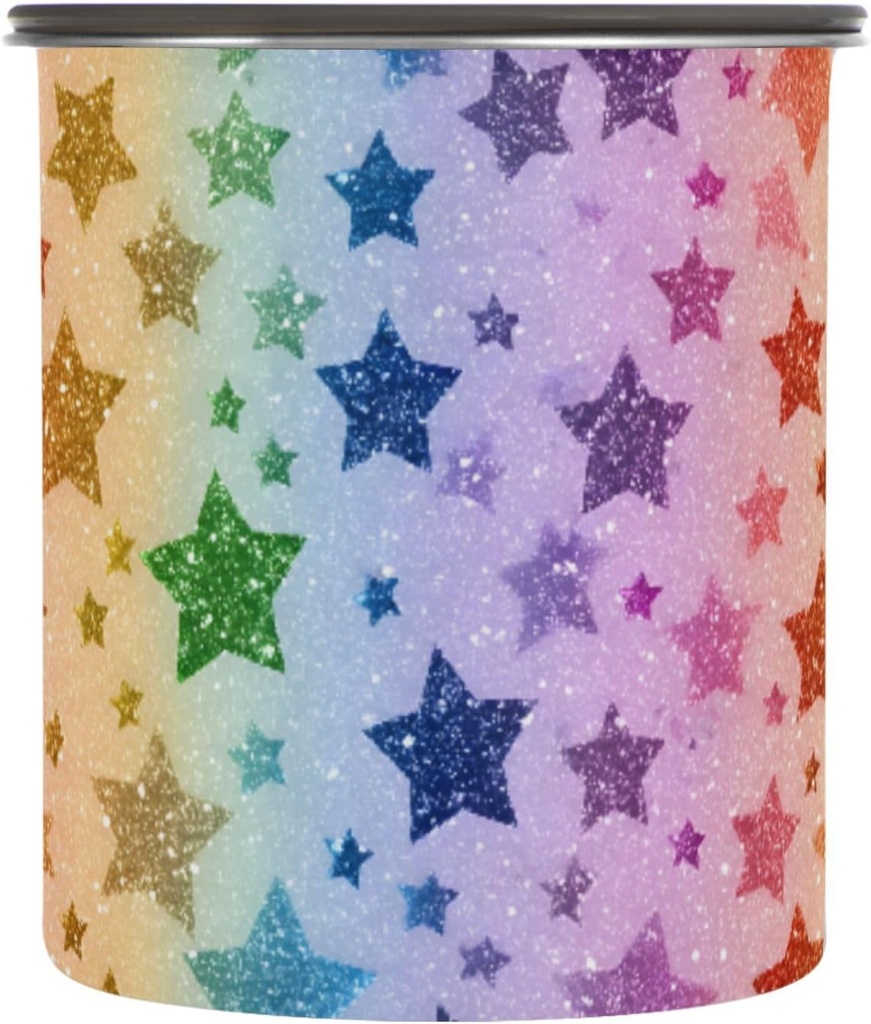 ALAZA Rainbow Star Airtight Coffee Bean Canister 30oz Food Storage Containers with Lids For Gournd, Tea, Sugar, Flour, Rice, Cereal, Candy Cookie Jar