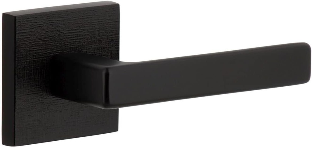 Viaggio QADMLNLUS_SD_RH Motivo Solid Brass Non-Turning One-Sided Dummy Door Lever with Lusso Lever and Quadrato Linen Backplate - Satin Black