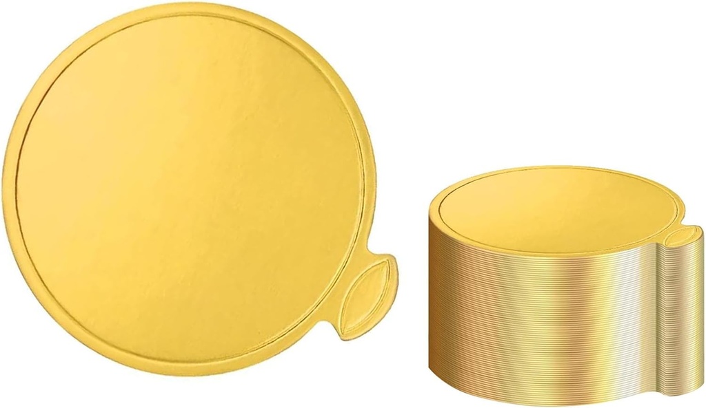YYaaloa 3.15 Inch Mini Round Golden Cake Boards 50pcs Mousse Cupcake Base Paper Plates Circle Dessert Board (Gold 3inch 50pcs)