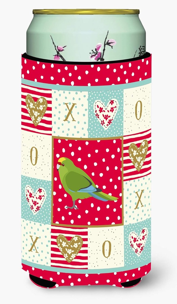 Caroline's Treasures CK5524TBC New Zealand Parakeet Love Tall Boy Hugger, Red Can Cooler Sleeve Hugger Machine Washable Drink Sleeve Hugger Collapsible Insulator Beverage Insulated Holder