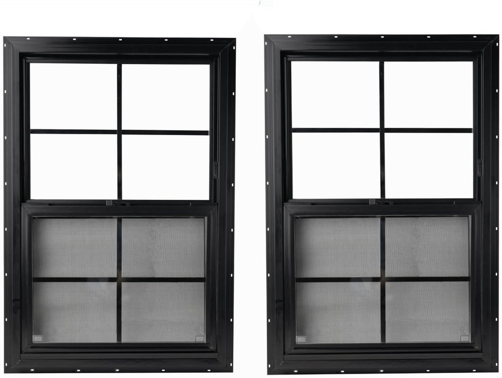Vinyl Shed Window 18x27 J Lap - Vertical Slider with Built-in Bug Screen (Black (2))
