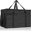PEASUG Insulated Bags for Food Delivery, XXXL Pizza Delivery Bags for Doordash, Large Capacity Cooler Bag Keep Food Warm for Grocery Shopping and Catering, Foldable, Heavy-Duty (Black)