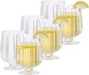 6-Pack Short Stem Plastic Wine Glasses - 12oz Sturdy Tumbler Cups, Vintage Style Shatterproof Goblets for Casual Parties, Picnics, Daily Use