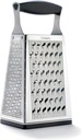 Cuisipro Stainless Steel Cheese Grater with Handle, 4 Sided Box Grater for Kitchen, Ginger Grater Dishwasher Safe, Fruit and Vegetables Slicer, Cheese Shredder for Potato, Chocolate, Parmesan, Ginger