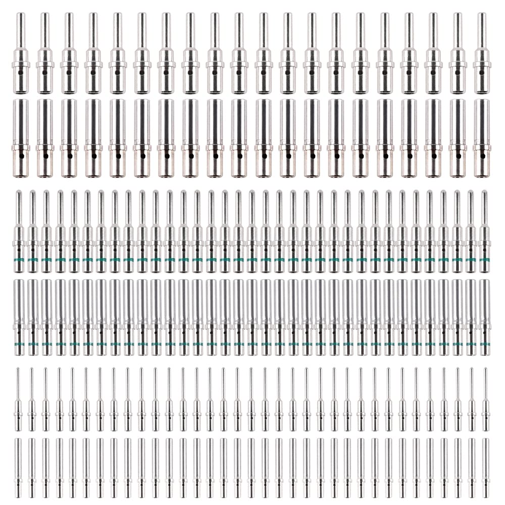 JRready ST6289 Deutsch Solid Pin, Deutsch Connector Pins, Closed Barrel Contacts Kit Size 12 16 20 Male Pins and Female Sockets Support Wire Guage 22-12AWG for DTP, DT, DTM Series Connectors