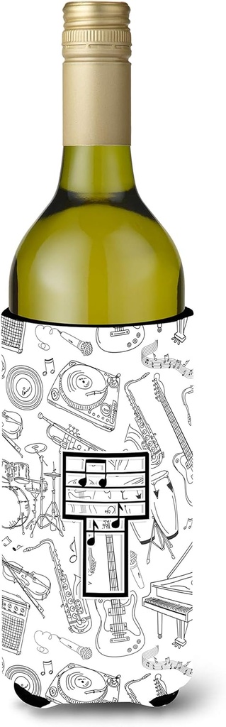 Caroline's Treasures CJ2007-TLITERK Letter T Musical Note Letters Wine Bottle Hugger Bottle Cooler Sleeve Hugger Machine Washable Collapsible Insulator Beverage Insulated Holder