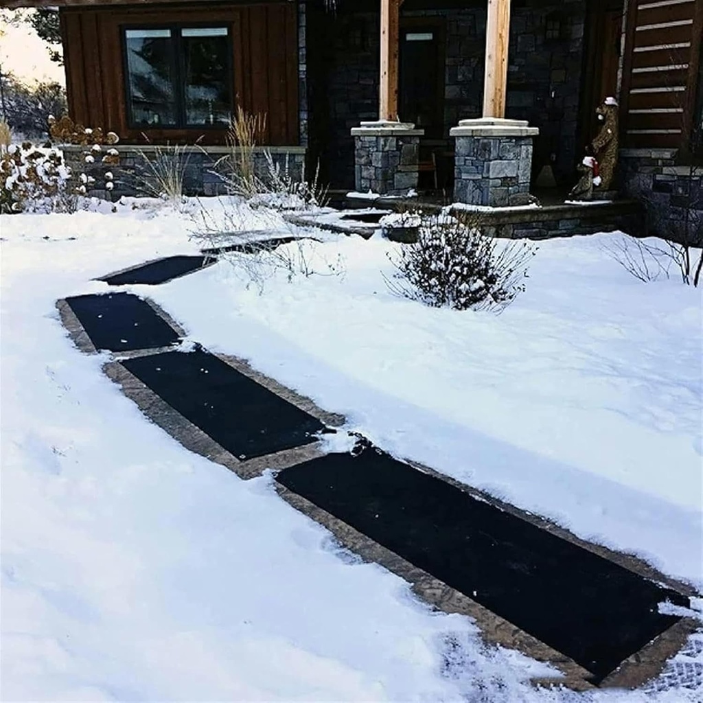 Snow Melting Mats, 10 x 30 inch, 2 in/h Melting Speed, Heated Outdoor Mats, No-Slip Rubber, USB Series Connection, 1.8m Long Power Cord, for Winter Walkway Stairs,3 Pack