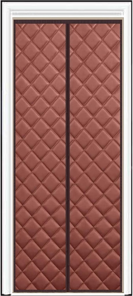 Magnetic Thermal Insulated Door Curtain 52x84inch, Waterproof Cotton Curtain Keep Warm Close Automaticlly Screen Doors with Magnets for Air Conditioner Heater Room/Kitchen