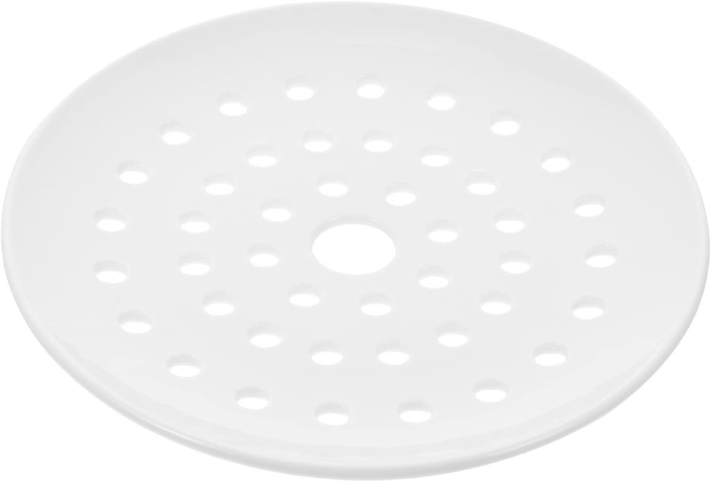 GLEAVI Food Grade Ceramic Steamer Plate Multi Design for Dumplings and Buns Home Cooking Steaming Dish Pure White High Temperature Fired Steaming Tray