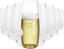 Unbreakable Stemless Flute Glass – Set of 8, 8oz, Dishwasher Safe, BPA-free Tritan, Clear Stemless Champagne Glasses, Shatterproof for Indoor, Outdoor, Everyday Use. Reusable, Made in the USA