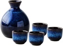 Blue Sake Set Ceramic Japanese Sake Set Gift,Gradient Painted Glaze Japanese Traditional Sake Set,Blue Wine Set,Porcelain Cups Crafts Wine Glasse for Hot or Cold Sak blue