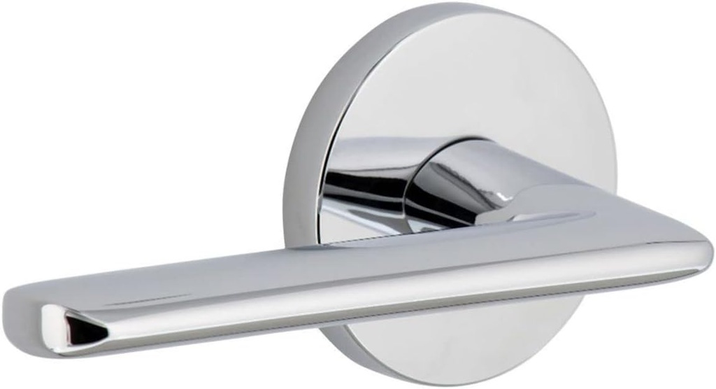 Viaggio CLOBRZ_PRV_234_LH Circolo Left Handed Solid Brass Privacy Door Lever Set with Brezza Lever and Circolo Rosette - 2-3/4" Backset - Bright Chrome