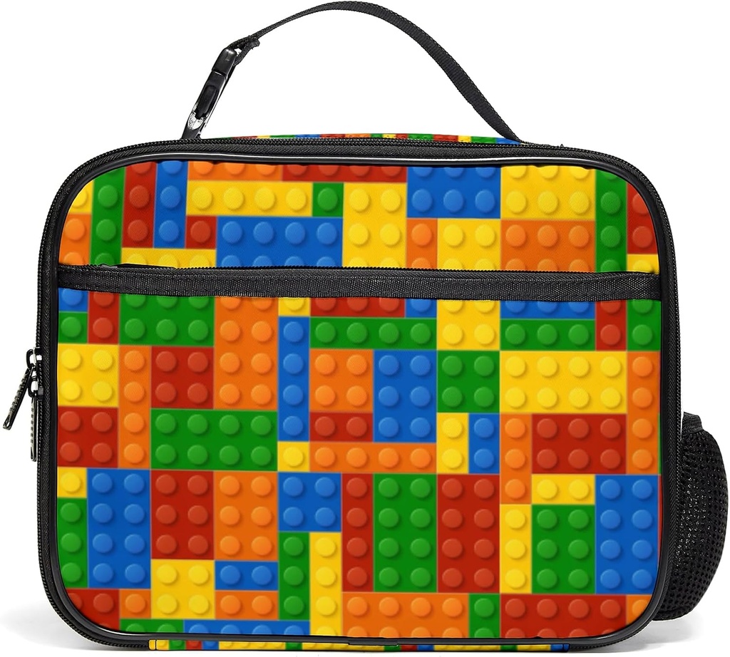 Large Lunch Box, Insulated Reusable Lunch Bag with Water Bottle Holder Portable Waterproof Leakproof Lunch Tote Bag Cute Lunch Box for School Picnic Travel Back to School (Brick)