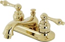 Kingston Brass KB602ALB Restoration 4" Centerset Bathroom Faucet, Brass Pop-Up, Polished Brass