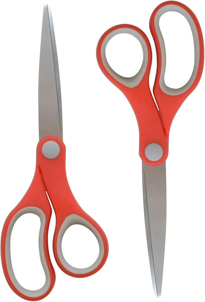 Westcott School Scissors, All-Purpose Student Scissors for Ages 12+, Ideal for Crafting and School Projects, Back-to-School, School Supplies, Classroom Supplies, 7-Inch, 2-Pack, Red/Gray