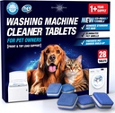 Washing Machine Cleaner Pro Tablets for Pet Owners - 28 Pack, Front & Top Load Washer Deep Cleaning, Septic Tank Safe, HE Support, Remove Stubborn Pet Hair, Eliminates Smells, Prevents Dander Build-up