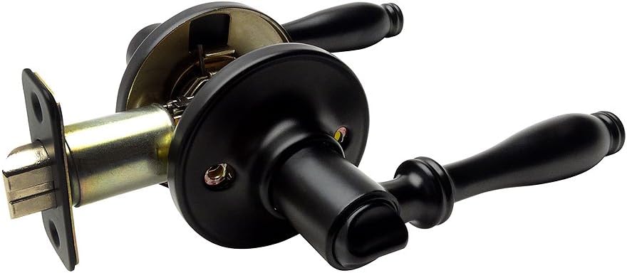 Designers Impressions Villa Design Black Privacy Door Lever (Bed & Bath)