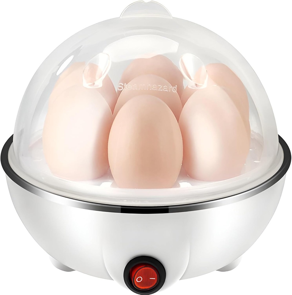 Generic Egg Cooker & Egg Boiler 7 Egg Capacity 3-in-1 Electric Boiled Egg, Vegetable Cooker, Poacher, Scrambled, Omelet Maker with Auto Shut Off Feature Multipropose Boiler and Steamer (White)